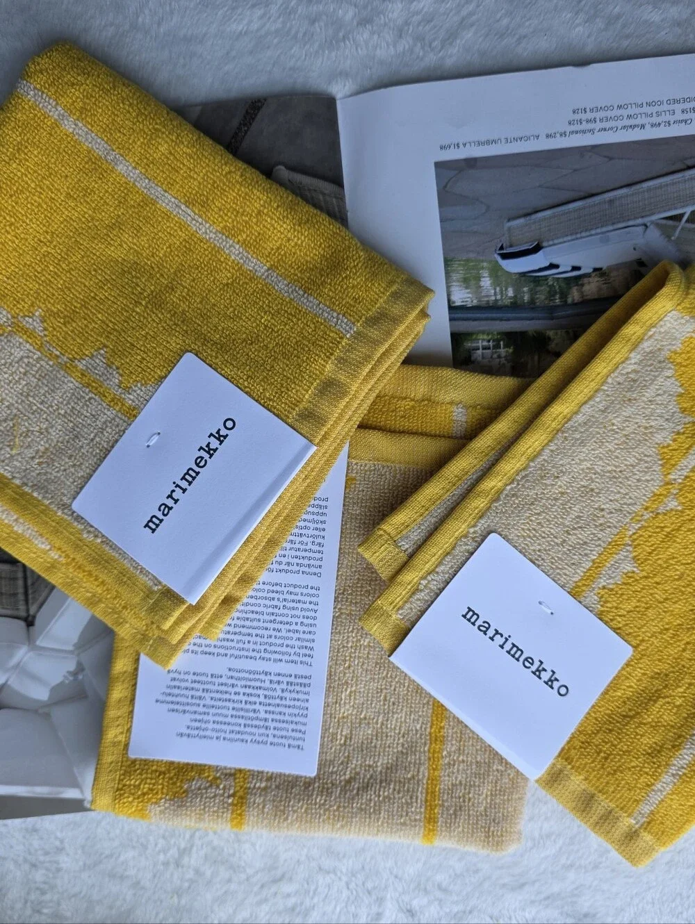 MARIMEKKO Unikko 3pc Mini Towel - Yellow /Offwhite